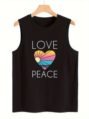 Heart & Letter Pattern Sports Vest Stretchy Top Women's Activewear