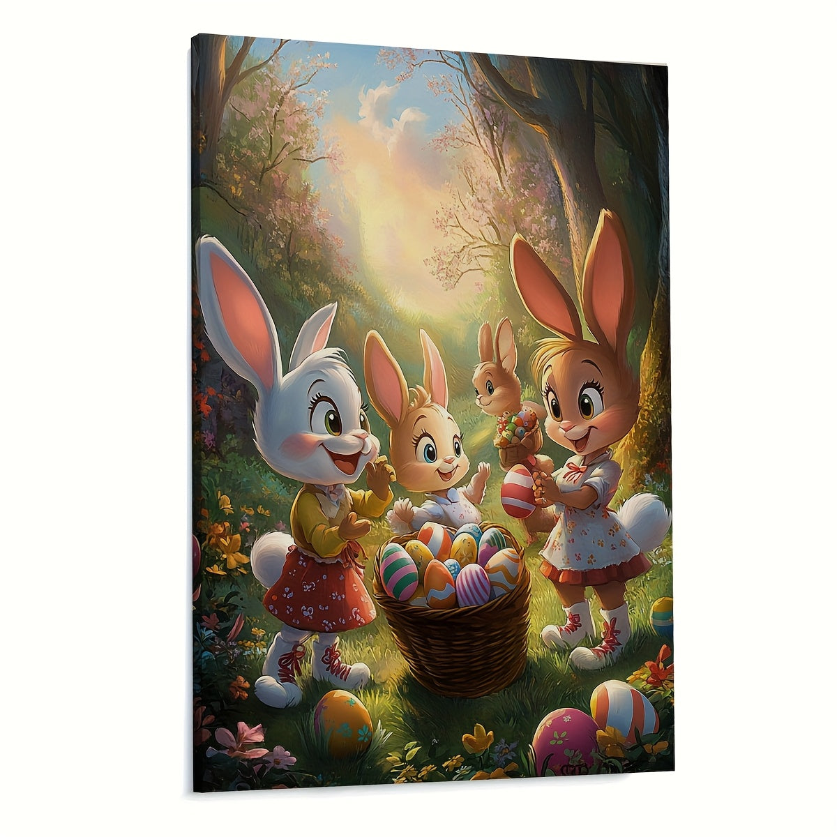 Colorful Bunny Characters Easter Canvas Art