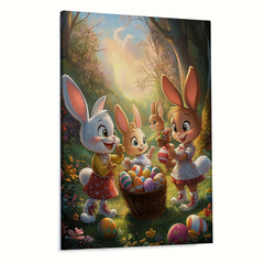 Colorful Bunny Characters Easter Canvas Art