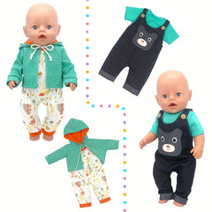Green Doll Outfit Set for 43 Reborn Vinyl Dolls Hoodie & Pants