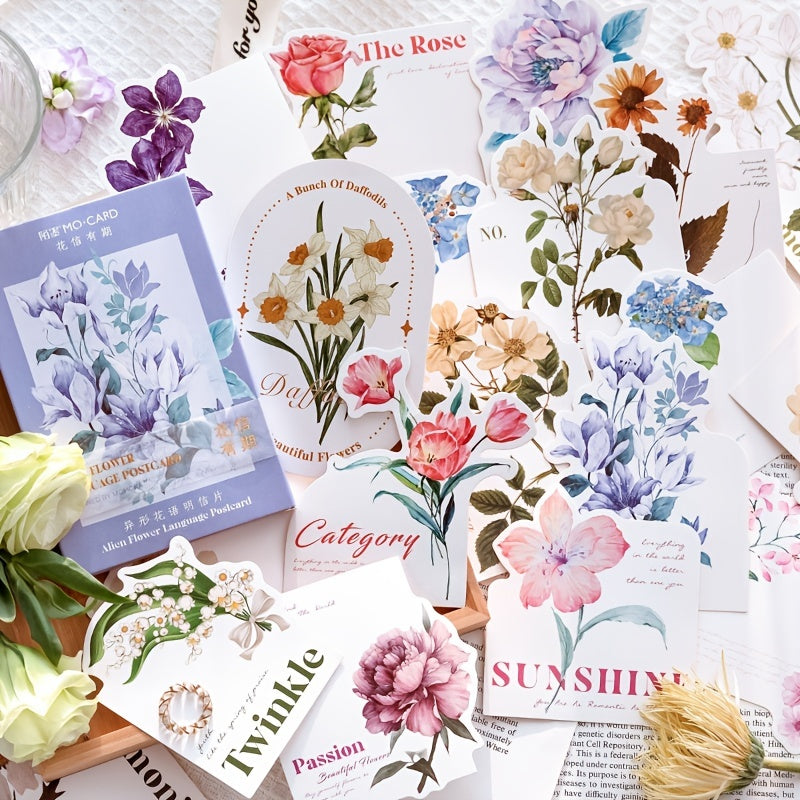 30 Vintage Floral Postcards for Students Teachers Thank You Notes