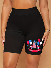 Women's Plus Flag Print High Rise Biker Shorts