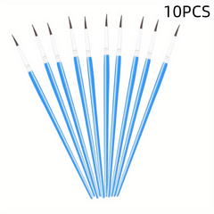 10pcs Acrylic Paint Brushes Set Flat Pointed Tip Paintbrushes Watercolor Art