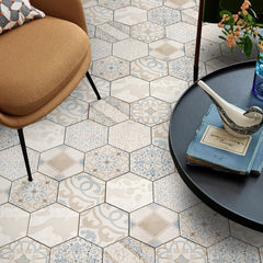 11pcs Bohemian Hexagon Floor Stickers Marble Pattern Waterproof Home Decor