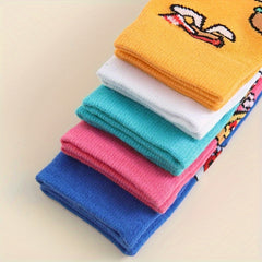 5 Pairs Cartoon Food Print Socks Women's Stockings