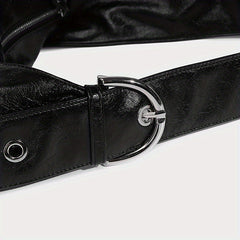 Vintage Style Shoulder Bag for Women with Metal Tag Embellishment