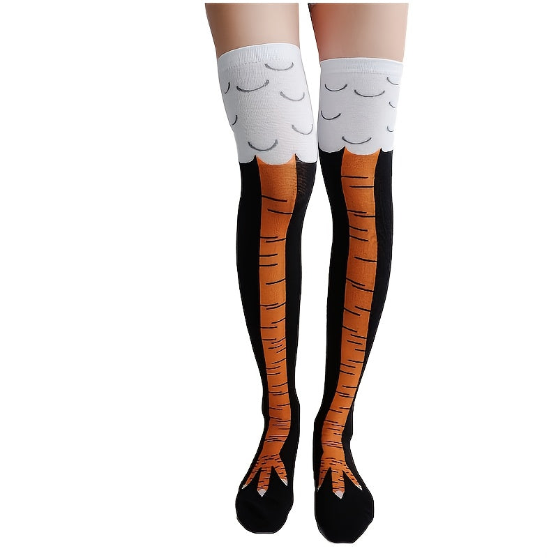 Funny Chicken Leg Crew Socks Novelty Cartoon Pattern Women Stockings