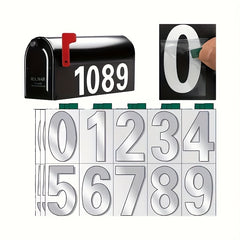 3pcs Reflective Mailbox Number Set Modern Vinyl Waterproof Sticker