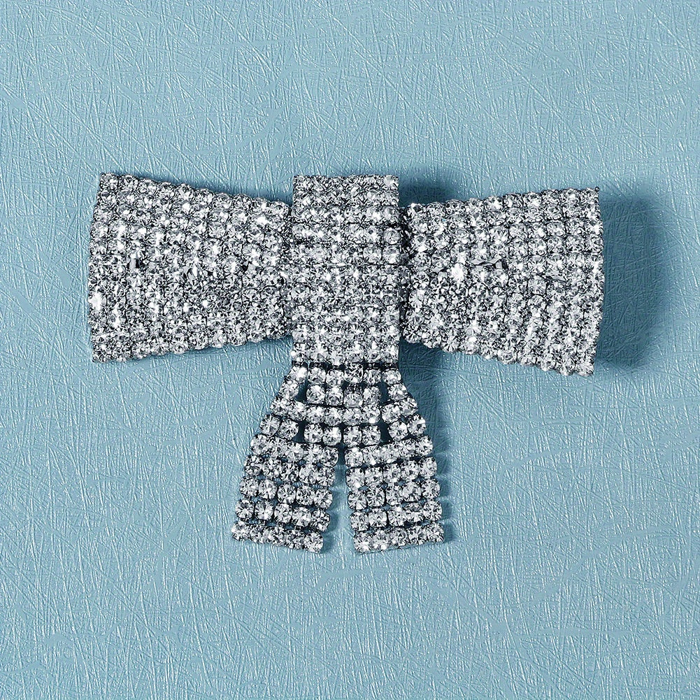 Rhinestone Bow Hair Clip Metal Headgear Back Head Clip
