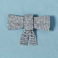 Rhinestone Bow Hair Clip Metal Headgear Back Head Clip