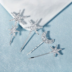 Rhinestone Moon & Star Hair Clips Set