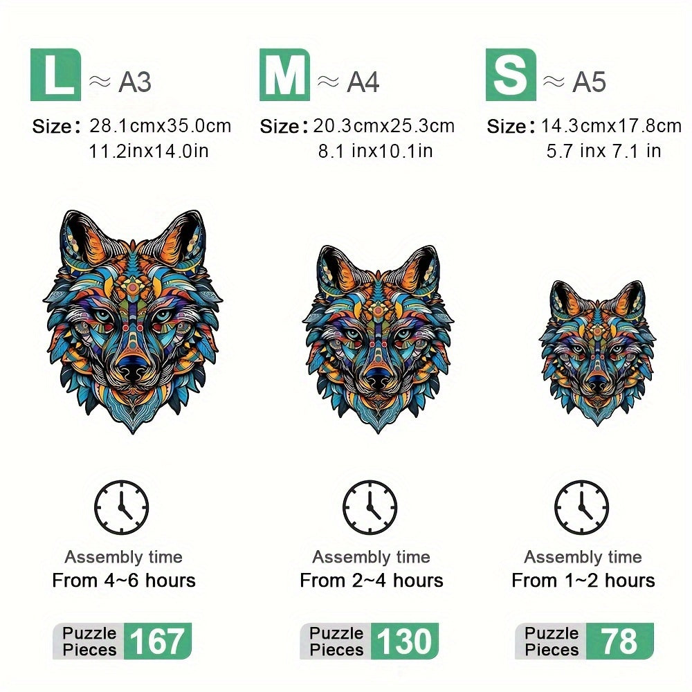Colorful Wolf Wooden Jigsaw Puzzle - Christmas Gift