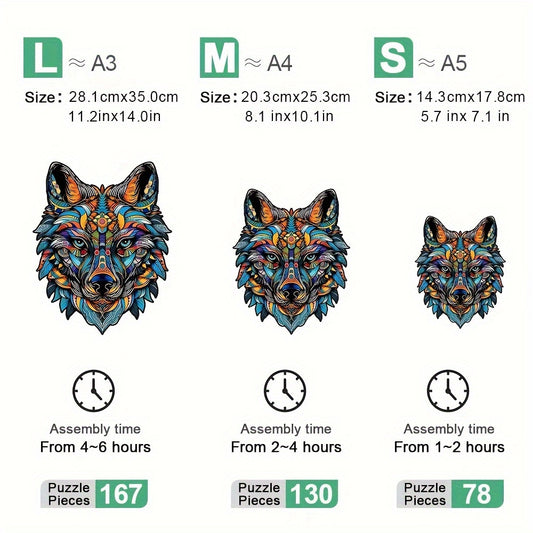 Colorful Wolf Wooden Jigsaw Puzzle - Christmas Gift
