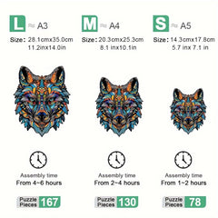 Colorful Wolf Wooden Jigsaw Puzzle - Christmas Gift