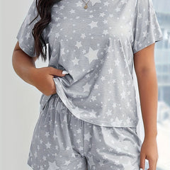 Short Sleeve Top & Shorts Lounge Set Women's Loungewear
