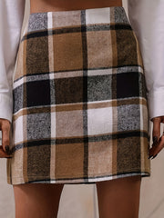 Plaid Print Versatile Skirts Casual Bag Hip High Waist Skirts Women