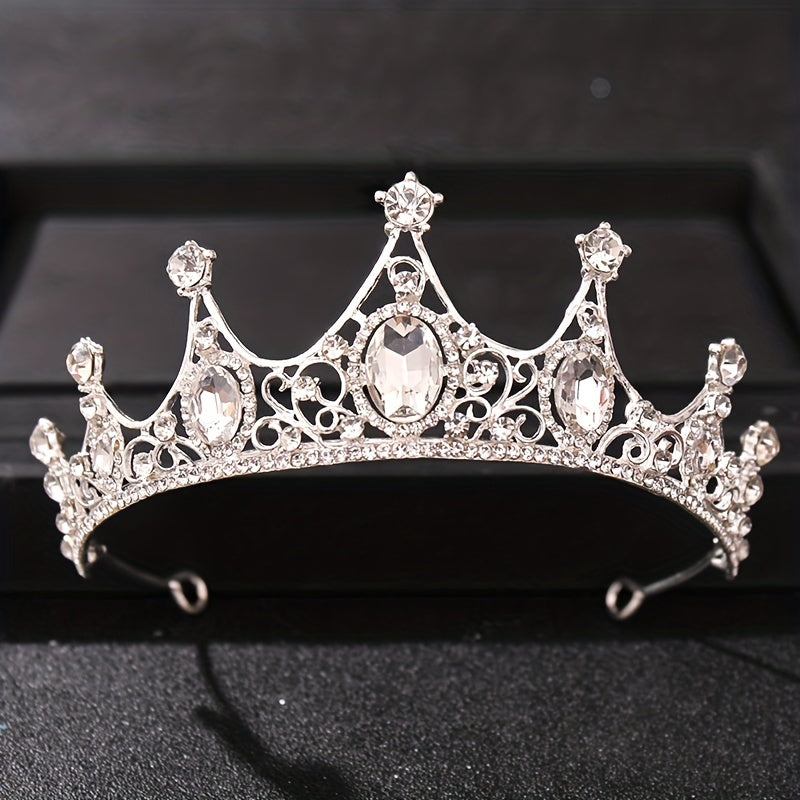 Vintage Rhinestone Crown Princess Headband For Wedding Prom Birthday Party