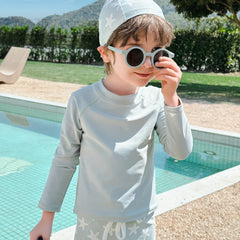2 Pcs Star Pattern Swimsuit Boys Long Sleeve Top & Swim Trunks Set