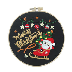Embroidery Starter Kit Merry Christmas Pattern Cloth Thread Cross Stitch