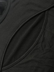 Solid Cut Out Long Sleeve Mock Neck Bodysuit