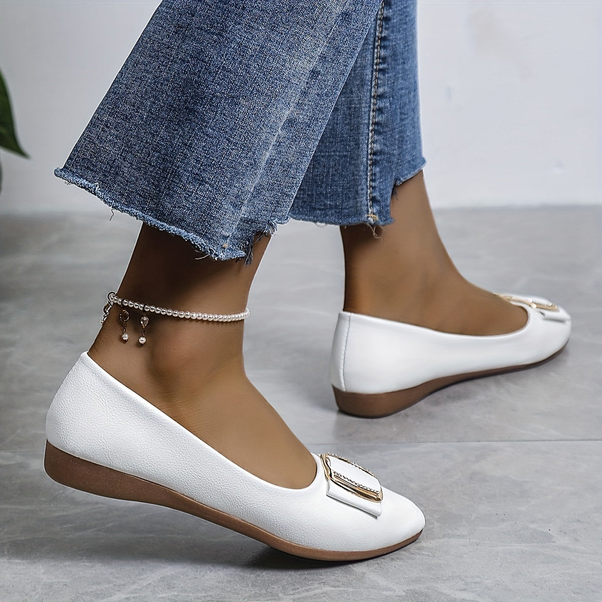 Women's Bow Decor Ballet Flats Soft Sole Slip On Shoes