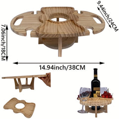Wooden Foldable Table with Holder 2 in 1 for Camping and Garden Party