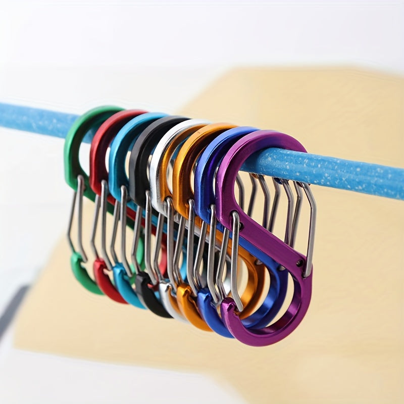 11pcs Aluminum D-ring Carabiner Clip Keychain Buckle