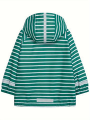 Girl's Striped Waterproof Hooded Jacket Active Zip Up Fleece