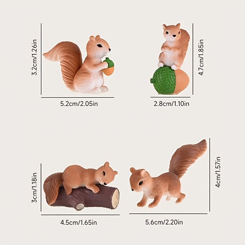 4pc Artificial Squirrel Home Decor Ornament Set