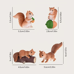 4pc Artificial Squirrel Home Decor Ornament Set