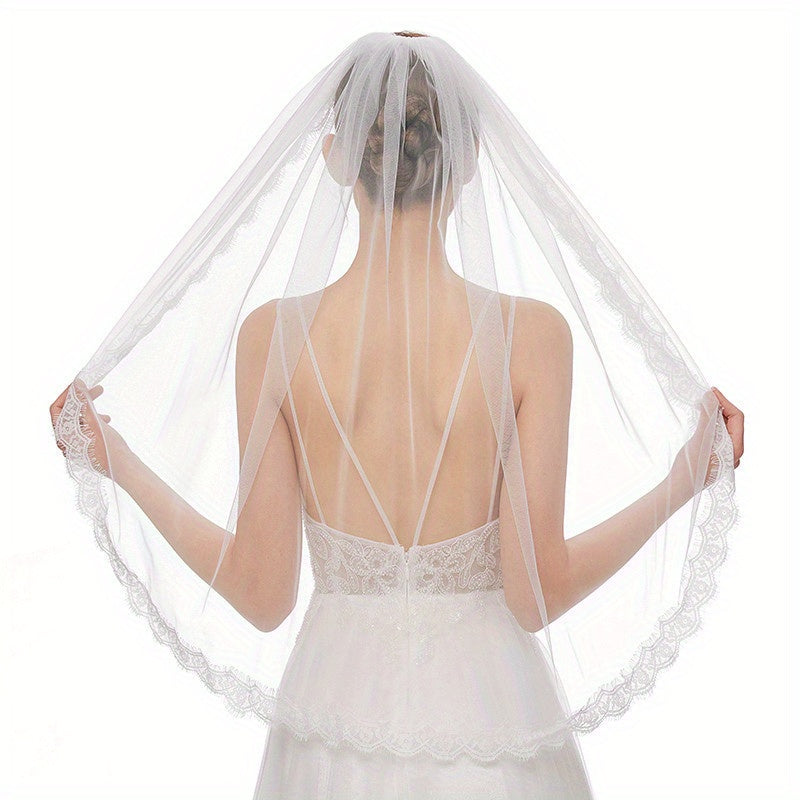 Lace Edge Wedding Veil With Comb