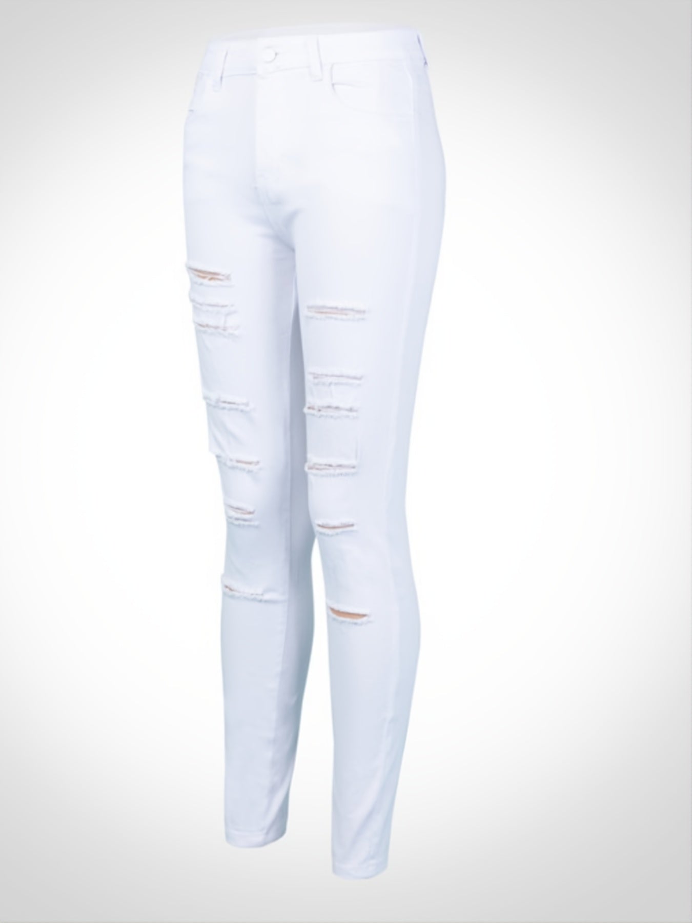 Mid Rise Stretchy Ripped Cropped Skinny Jeans Women's Denim