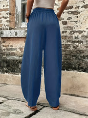 Solid Loose Trousers With Pockets Athleisure Trousers Women's Clothing