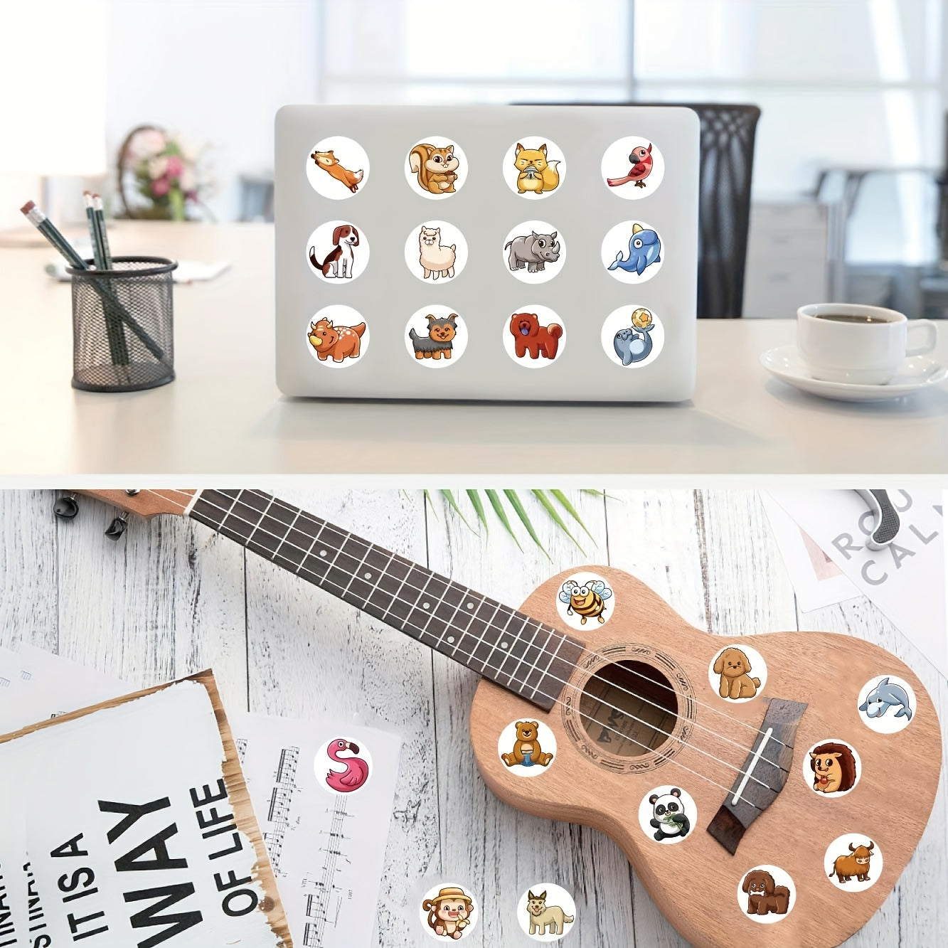 200pcs Cartoon Animals Stickers Roll Scrapbook DIY Gift Decoration