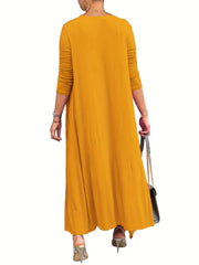 Sexy Outfits Set Solid Bodycon Tube Dress & Long Sleeve Cardigan Set
