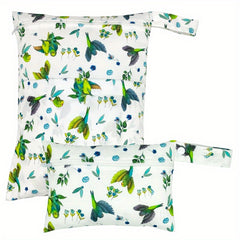2pcs Pattern Wet Dry Bag Waterproof Reusable Diaper Storage Bag