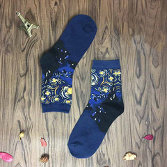 Retro Style Funny Pattern Crew Socks Women's Stockings
