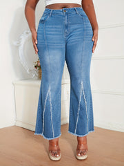 Fringe Trim Flared Leg Jeans