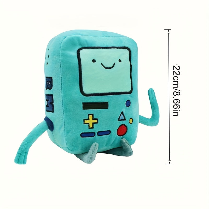 Retro Robot Plush Toy Green Polyester Doll with Buttons & Wires
