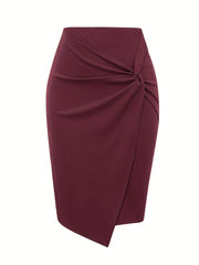 High Waist Pencil Skirt Stretchy Work Business Solid