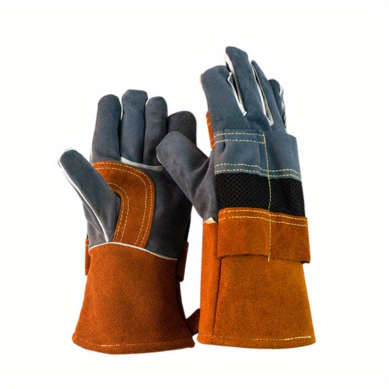 BBQ Grill Gloves Anti scalding 482F Heat Resistant Fireproof Cowhide Gloves