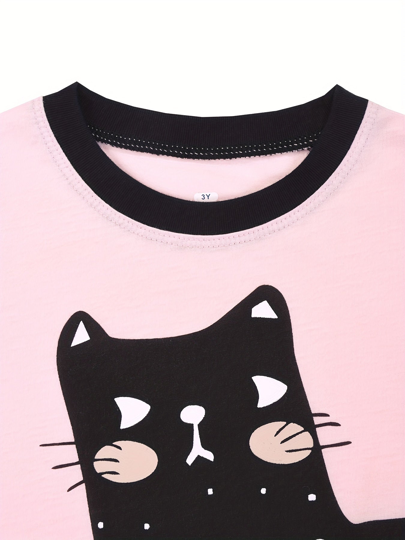Kid's 2pcs Pajamas Cartoon Cat Print Set