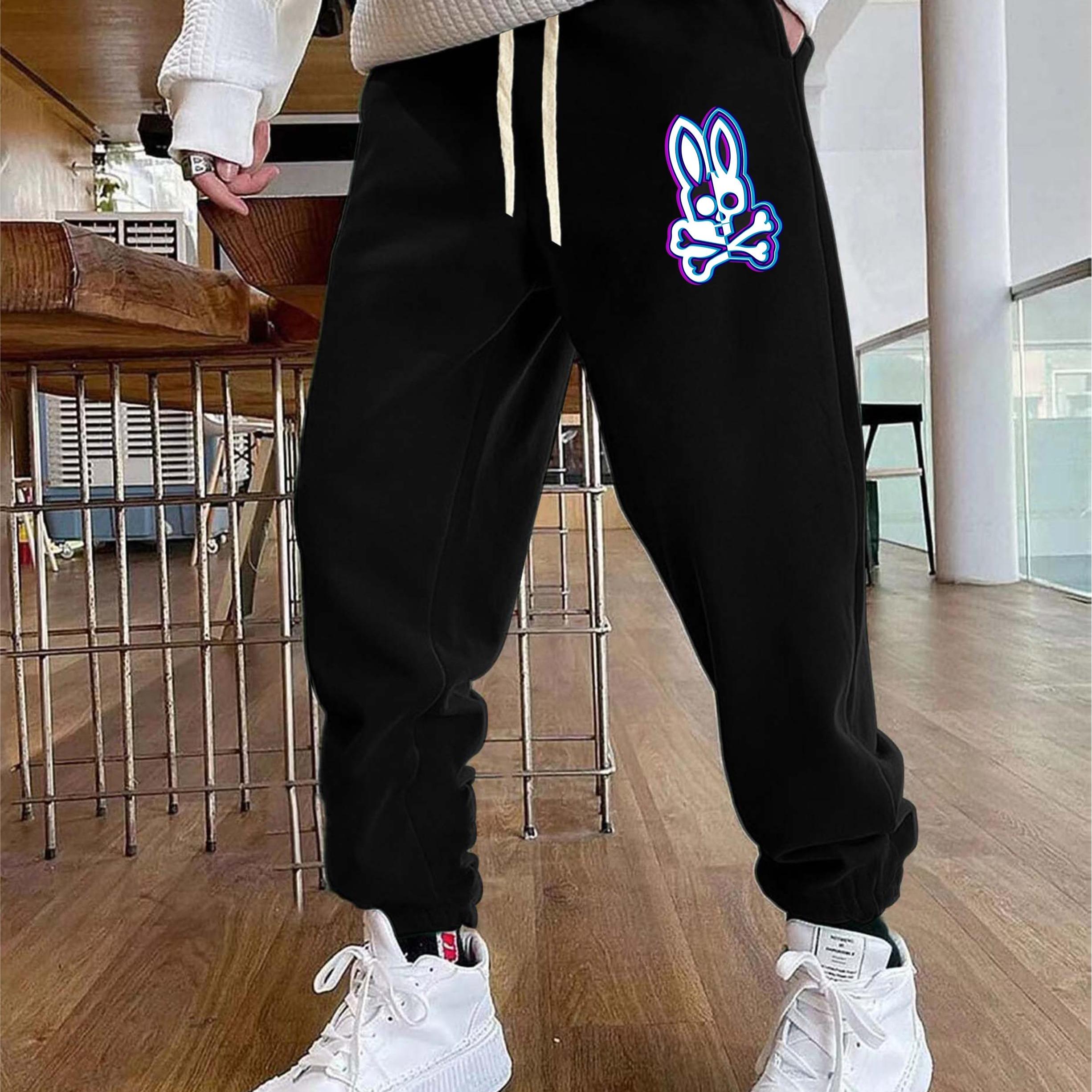 Rabbit Skull Pattern Joggers Men's Street Style Sweatpants