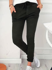 Drawstring Long Length Pants Casual Solid Pants With Pockets