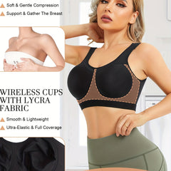 Seamless Full Coverage Bra Wide Strap Wireless Support Women's Lingerie