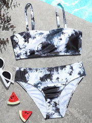 Ink Print Bikini Swimsuit Set for Girls Summer Beachwear