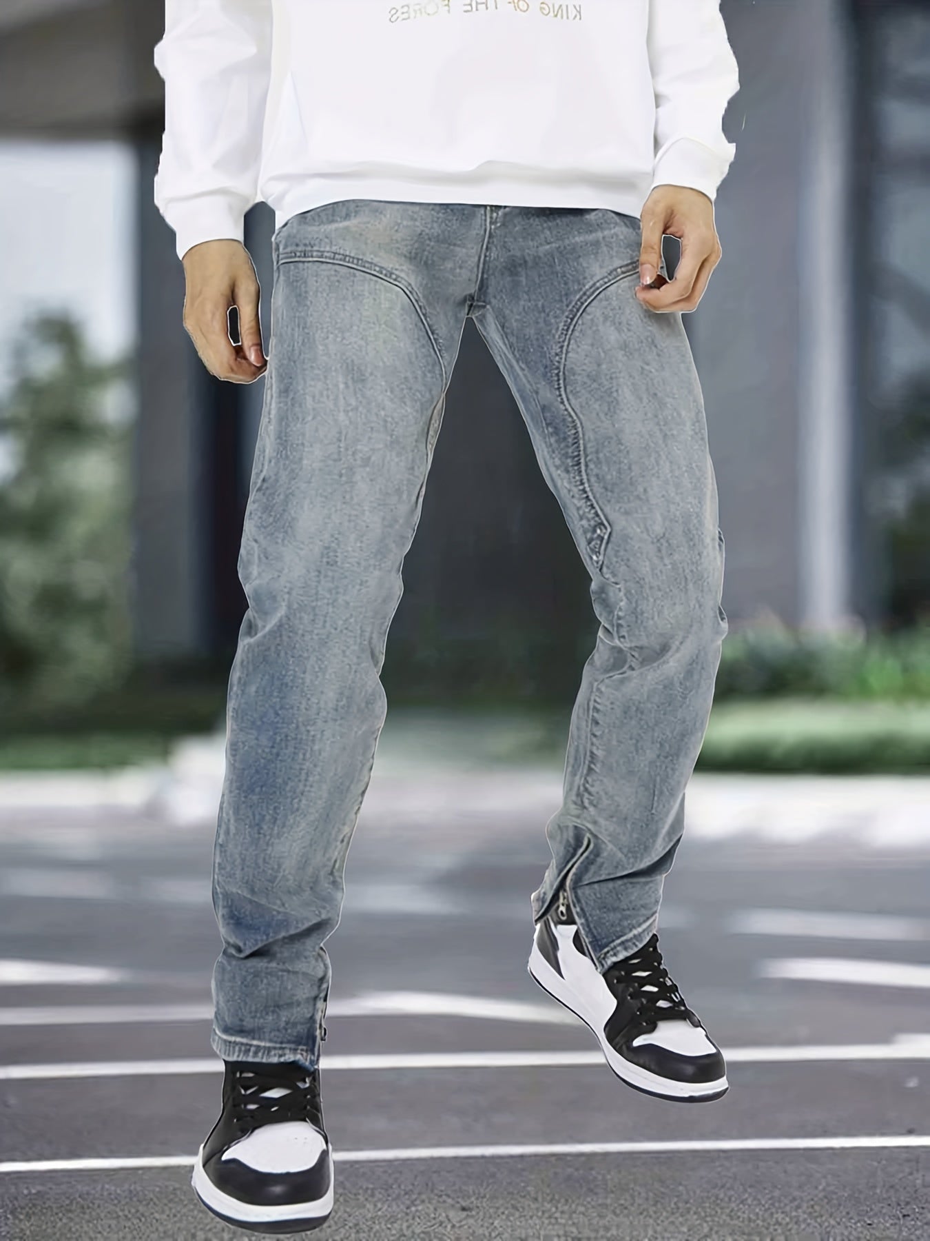 Men's Distressed Denim Pants with Pockets