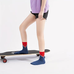 2 Pairs Shark & Crocodile Print Crew Socks Funny Cartoon Women's Stockings