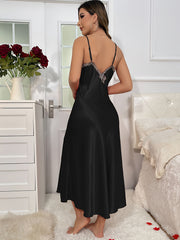 Seductive Lace Trim Nightdress V Neck Sleep Dress