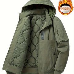 Men's Hooded Soft Shell Jacket Vintage Casual Warm Jacket